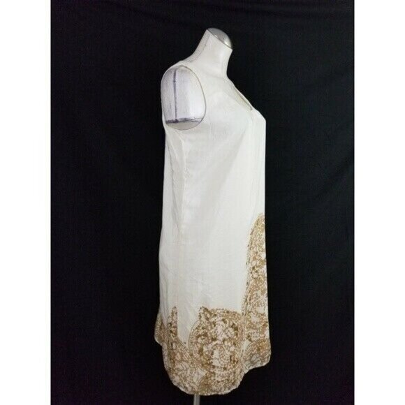NWT J.Jill Size S Sleeveless Dress Off White Brown - Picture 6 of 6